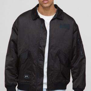 Oversized Nylon Collared Flight Jacket