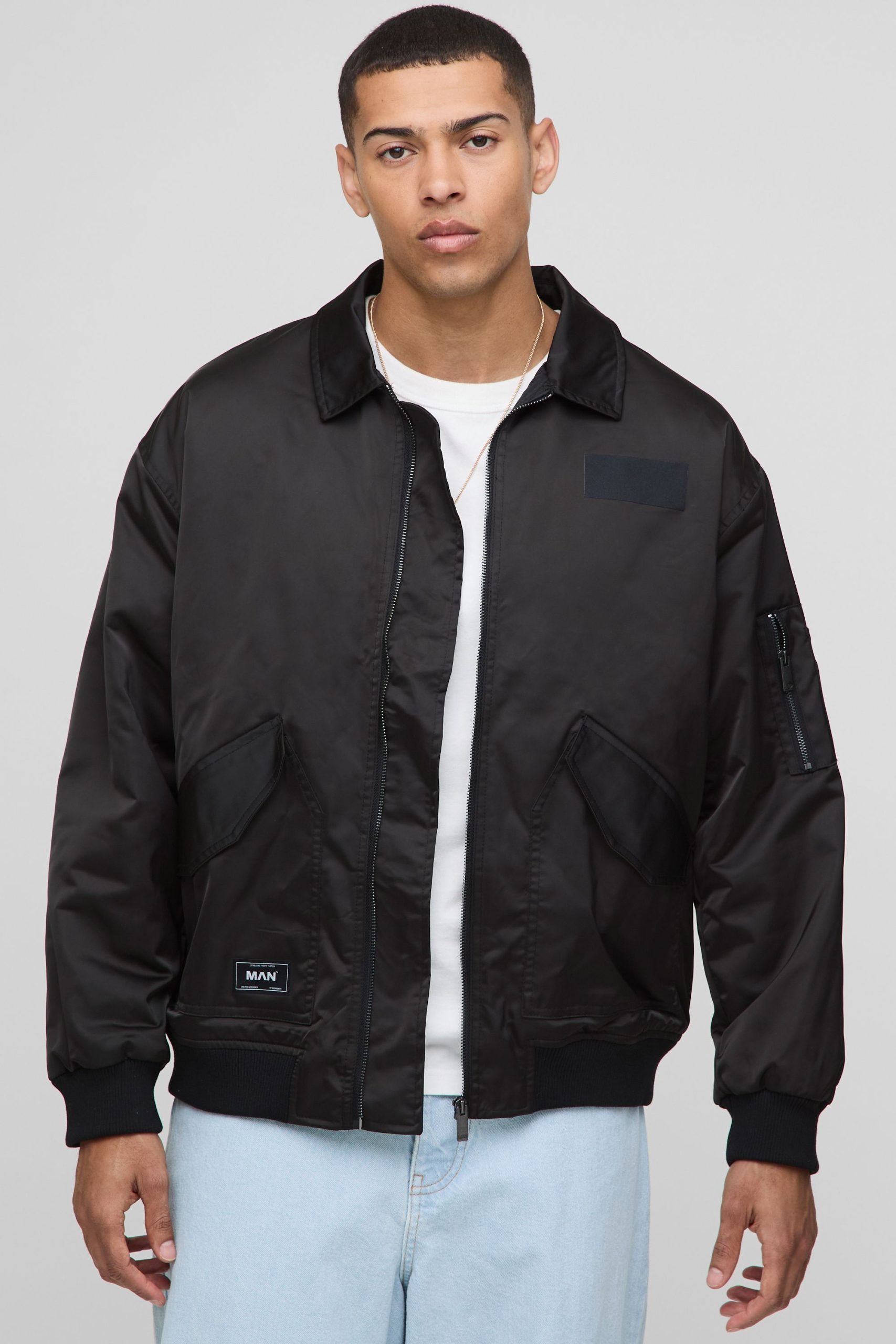 Oversized Nylon Collared Flight Jacket