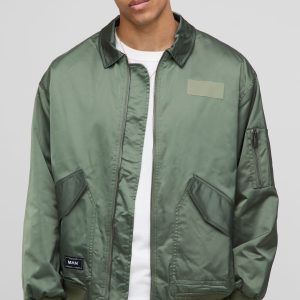 Oversized Nylon Collared Flight Jacket
