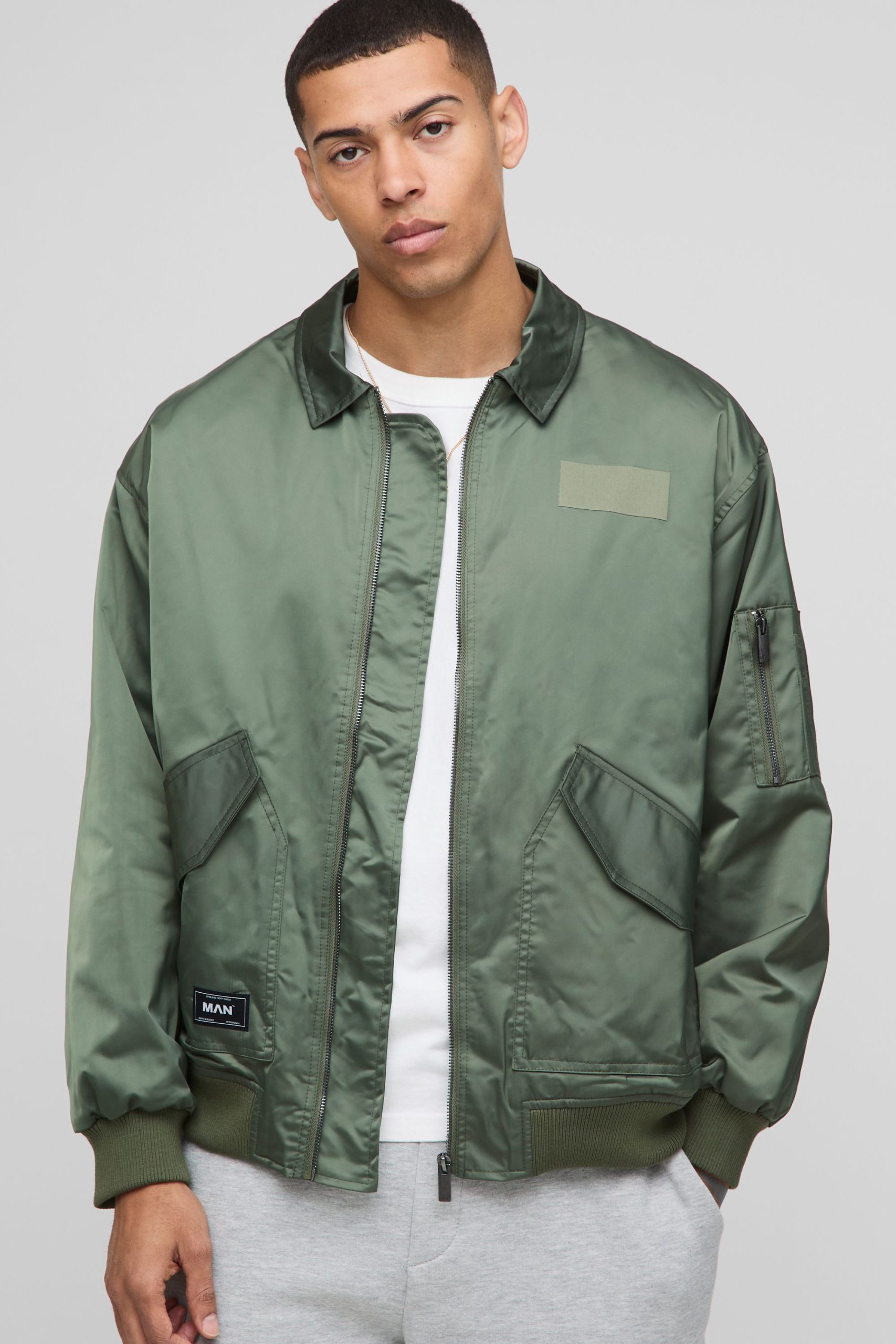 Oversized Nylon Collared Flight Jacket
