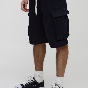Elasticated Waist Baggy Corduroy Cargo Shorts