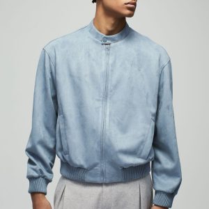 Boxy Faux Suede Bomber Jacket
