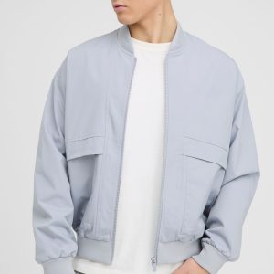Oversized Boxy Seam Detail Nylon Bomber Jacket