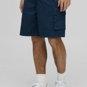 Fixed Waist Baggy Cargo Twill Shorts