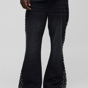 Studded Gusset Flared Fit Jeans