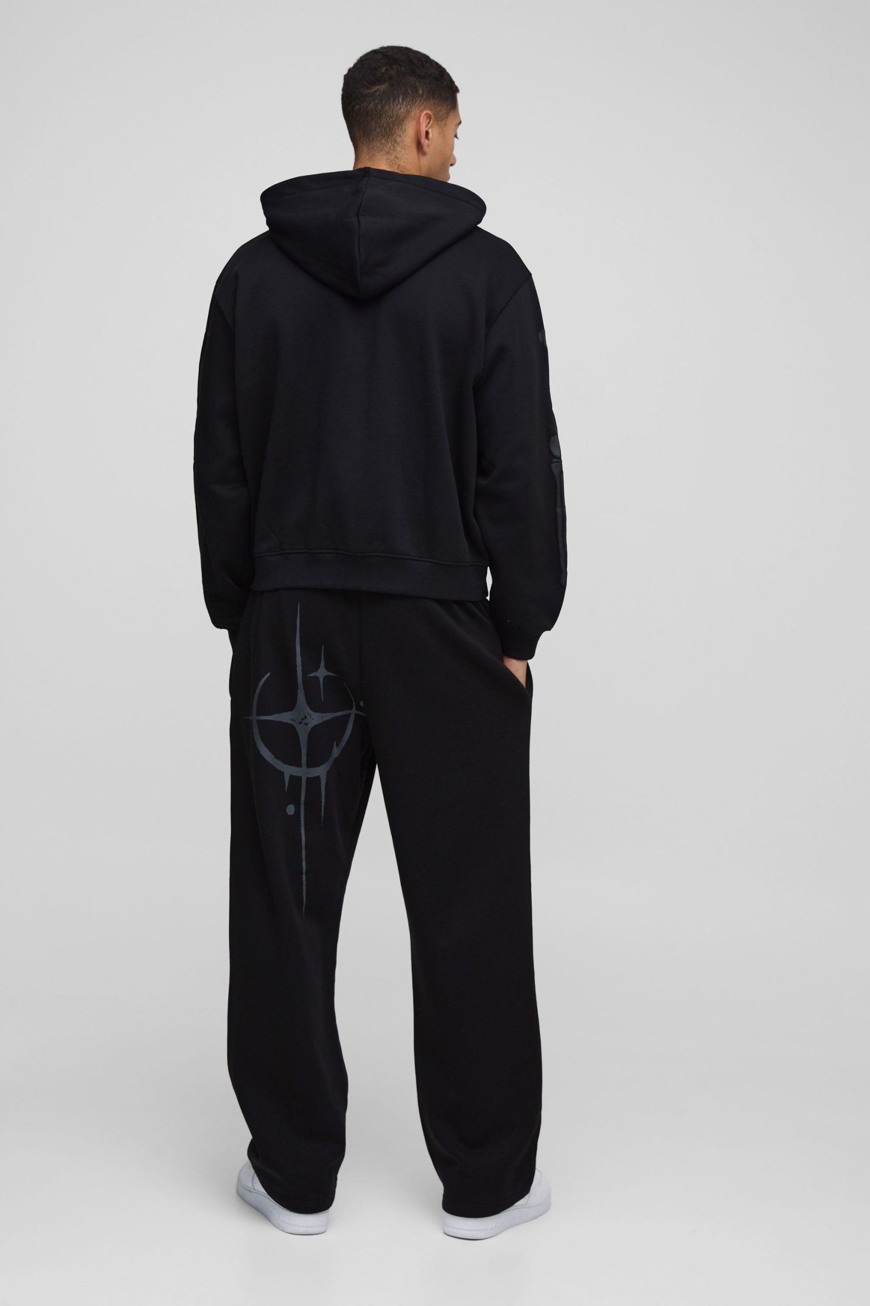 Oversized Skeleton Puff Print Zip Through Hoodie - Image 2