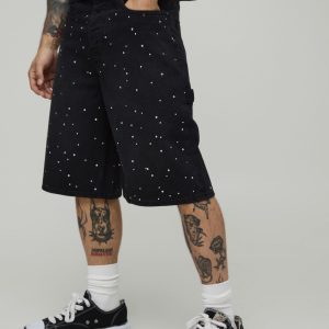 All Over Rhinestone Overdye Jorts
