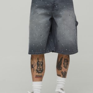 All Over Rhinestone Overdye Jorts