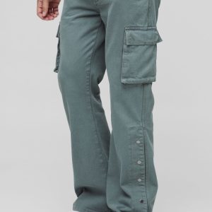 Tall Relaxed Flare Overdye Popper Hem Cargo Trouser