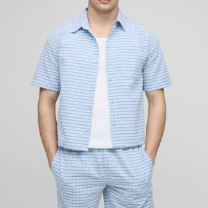 Oversized Boxy Micro Check Shirt & Short Set