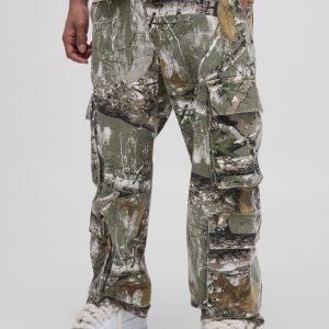 Relaxed Forest Camo Multi Pocket Cargo Trousers