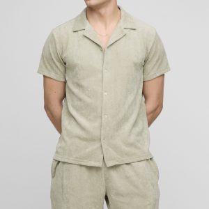 Regular Fit Jersey Towelling Revere Shirt & Runner Short Set
