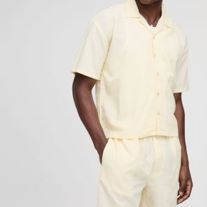 Oversized Boxy Revere Linen Blend Shirt & Short Set