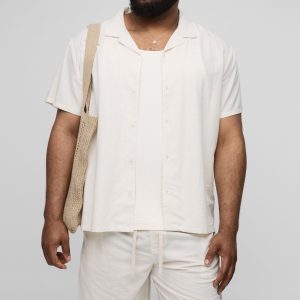 Plus Regular Linen Shirt & Short Set