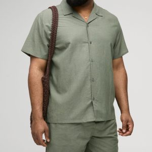 Plus Regular Linen Shirt & Short Set