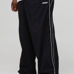 Plus Stripe Embroidered Parachute Trousers