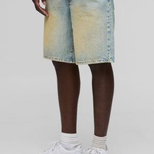 Relaxed Stone Washed Denim Shorts