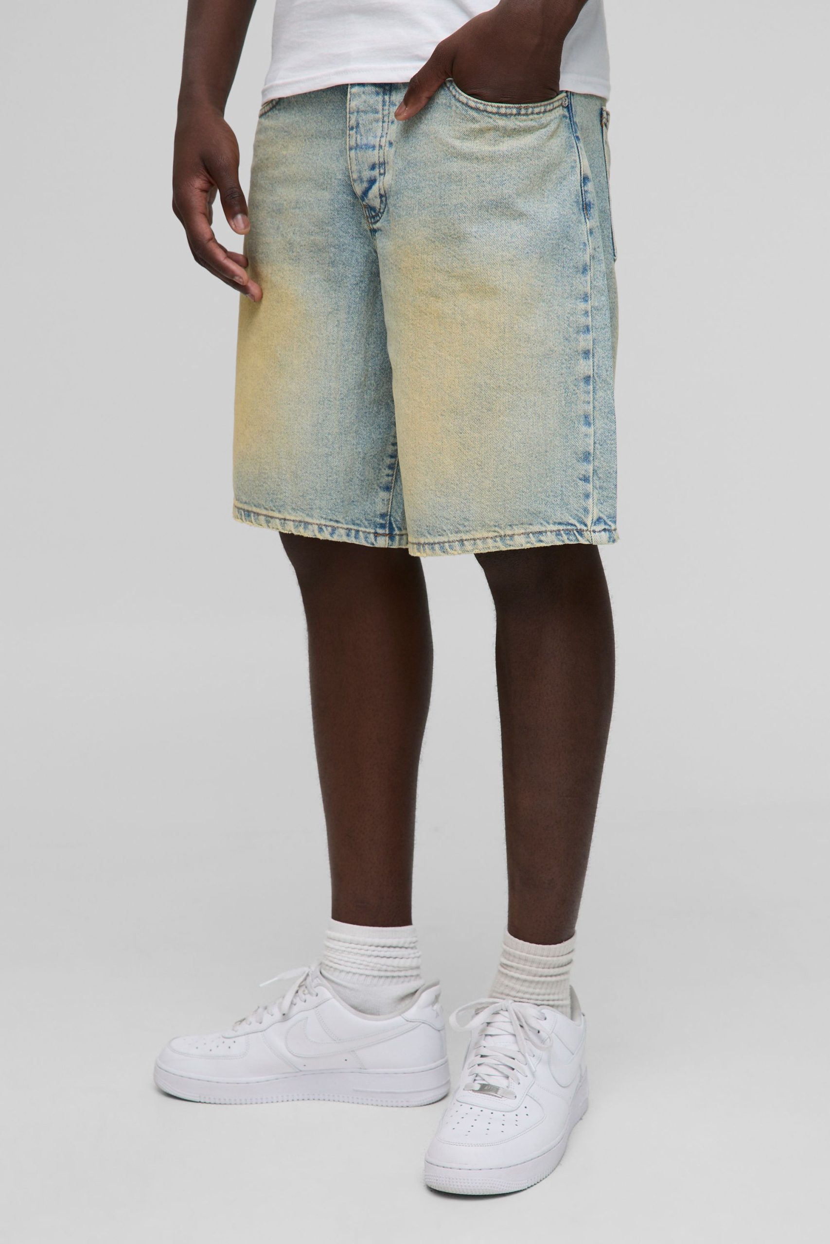 Relaxed Stone Washed Denim Shorts