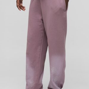 Relaxed Fit Washed Rhinestone Joggers