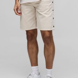 Relaxed Fit Overdyed Twill Popper Hem Shorts