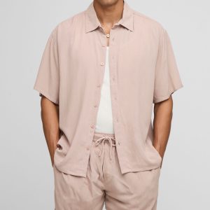 Oversized Short Sleeve Woven Shirt & Short Set