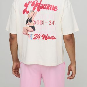 Oversized Boxy Puff Printed T-Shirt And Mesh Short Set