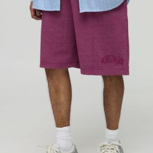 Baggy Fit Washed Worldwide Embroidered Short