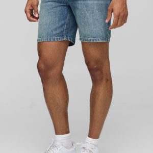 Slim Rigid Vintage Blue Denim Shorts