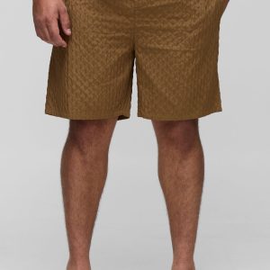 Plus Textured Long Length Swim Shorts