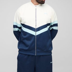 Plus Regular Fit Embroidered Sports Short Tracksuit