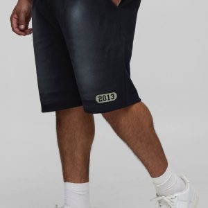 Plus Loose Fit Spray Wash Print Jersey Shorts