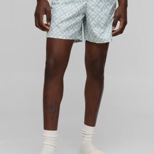 Geo Pattern Mid Length Swim Short