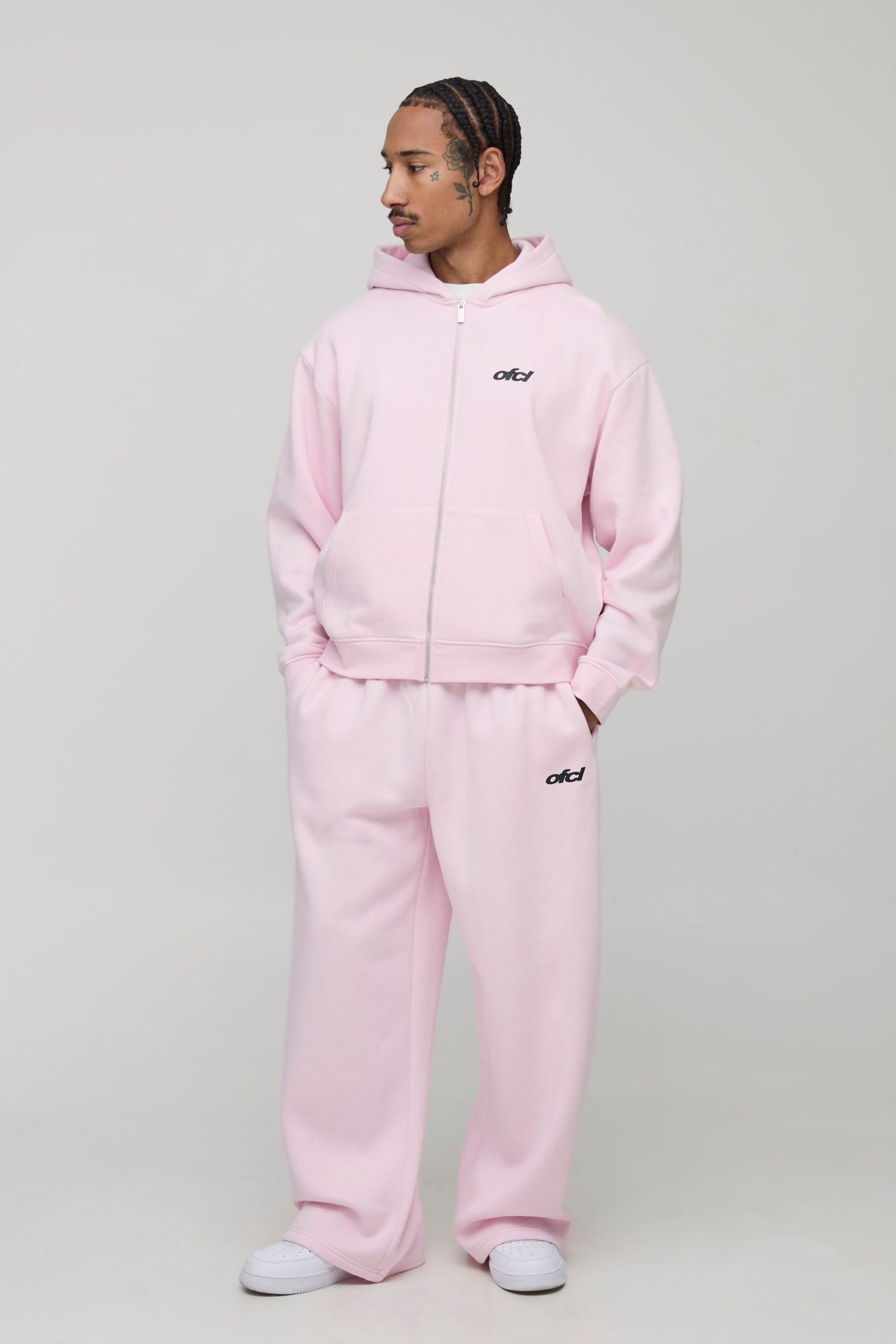 Oversized Boxy Pastel Man Zip Through Hoodie