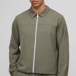 Regular Fit Stripe Harrington Jacket