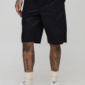 Tall Relaxed Fit Elasticated Waist Applique Shorts