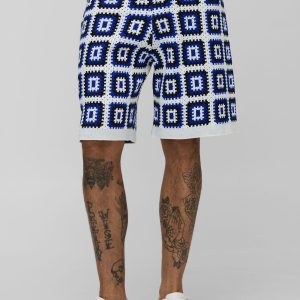 Tall Relaxed Crochet Knit Short In White