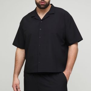 Plus Oversized Boxy Technical Stretch Revere Shirt & Comfort Short Set