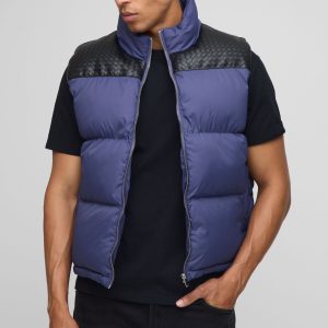 Regular Fit PU Yoke Nylon Panel Gilet
