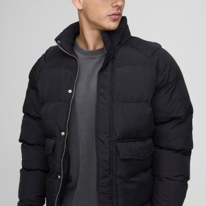 Regular Fit Raglan Sleeve Funnel Neck Puffer Jacket