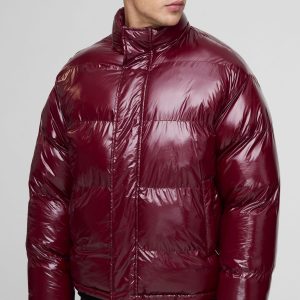Regular Fit Reversible Mix Fabric Panelled Funnel Neck Puffer Jacket