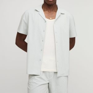 Regular Pinstripe Revere Short Sleeve Shirt & Relaxed Short Set