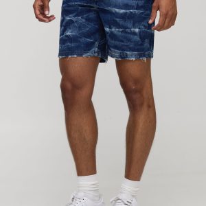 Slim Fit Crinkle Washed Denim Shorts
