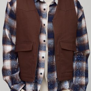 Boxy Overdyed Cargo Quilted Denim Utility Vest