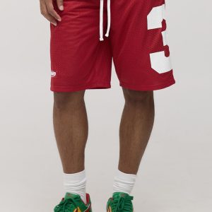 Oversized Varsity Mesh Mid Length Shorts