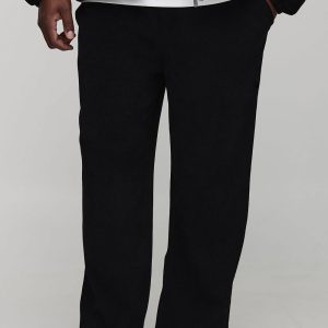 Plus Relaxed Fit Textured Faux Suede Stacked Trousers