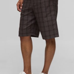 Elasticated Waist Baggy Fit Long Check Shorts