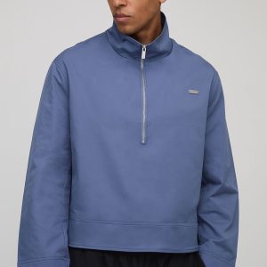 Oversized Boxy Fit Quarter Zip Collared Mac