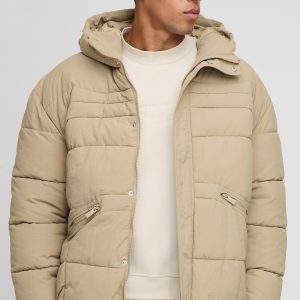 Regular Fit Curved Panel Padded Puffer Jacket