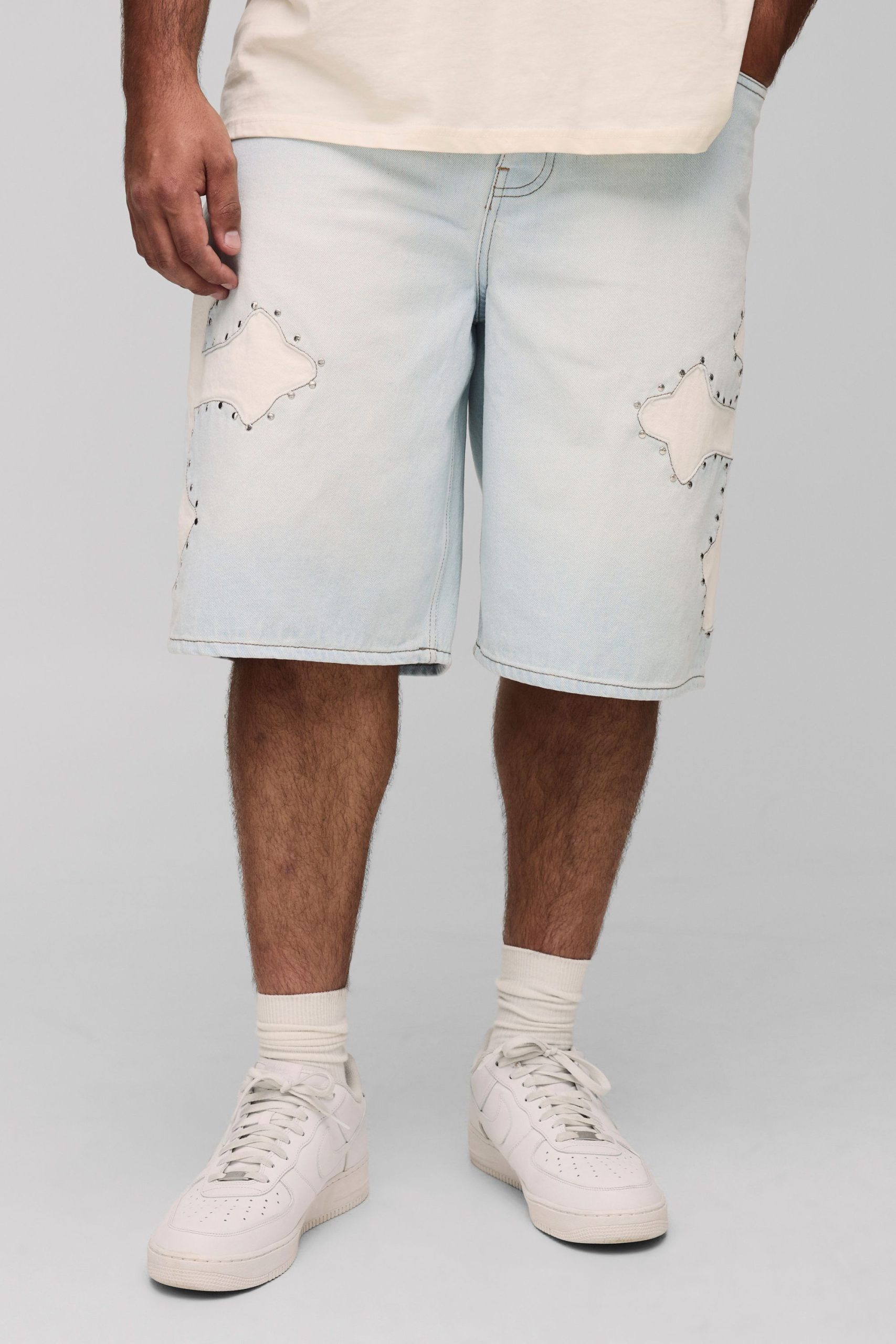 Plus Regular Fit Studded Applique Cross Jorts