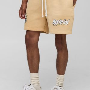 Relaxed Moto Graphic Washed Shorts